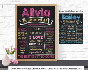 Divorced AF Chalkboard - Print Yourself - Divorce Party Decor - Divorce Party Chalkboard - Divorce Celebration Sign - Single AF Sign