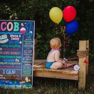 The Big One Birthday Chalkboard - Digital - OFishAlly One Milestone Board - Fishing First Birthday - Boy's 1st Birthday - One Year Old Boy