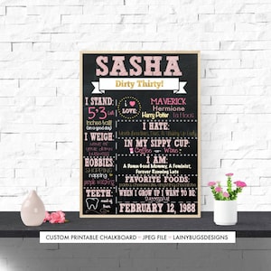 Dirty 30 Birthday Chalkboard - Adult Cake Smash Chalkboard - Rose Gold Chalkboard - Pink and Gold 30th Birthday - 30th Birthday Sign