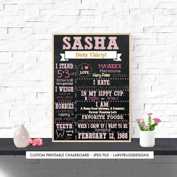 Dirty 30 Birthday Chalkboard - Adult Cake Smash Chalkboard - Rose Gold Chalkboard - Pink and Gold 30th Birthday - 30th Birthday Sign