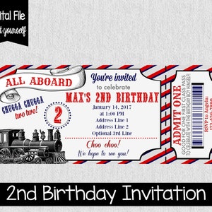 Chugga Chugga Two Two Birthday Invitation Two Second Birthday Train Invite Train Birthday Digital 2nd Birthday Trains image 1