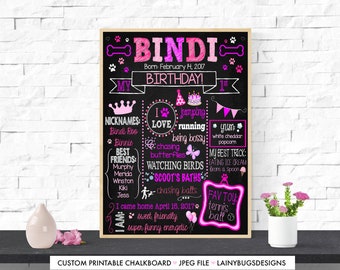 Pink Dog's First Birthday Chalkboard - Fun Dog Sign - Puppy Party Decor - Dog Photoshoot Sign - Puppy Party - Puppy Chalkboard - Pink Sign