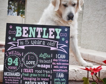Dog Chalkboard - Digital - Any Age - Puppy Chalkboard - Dog 6 Months - Dogs First Birthday Chalkboard - Puppy Sign - Dog 5 Months - Dog Gift