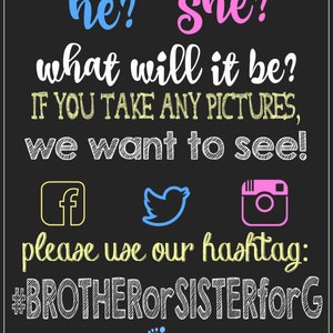 Gender Reveal Party Hashtag Sign Hashtag Sign Gender Reveal Party Share Your Photos Social Media Digital File You Print image 3