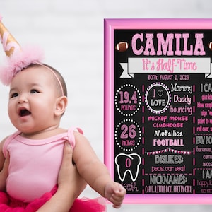 Girl&#39;s Half Birthday Chalkboard Sign Pink Half Birthday Photoshoot Props Half Birthday Keepsakes Baby&#39;s Half Birthday Ideas Pink Party Decor