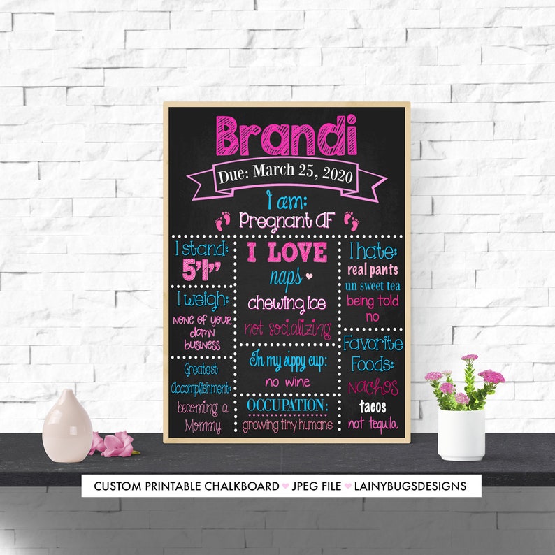 Pregnant AF Chalkboard Sign Fun Pregnancy Chalkboard Print | Etsy