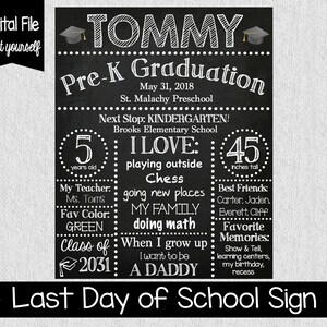 Pre-K Graduation Chalkboard - Custom Pre-K Chalkboard - Last Day of Preschool - Pre-K Graduation - Preschool Graduation Sign - DIGITAL