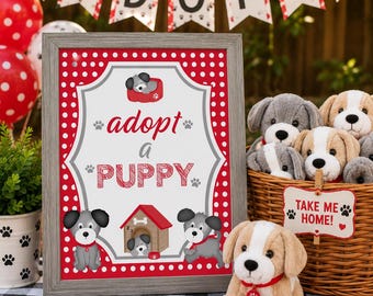 Adopt a Puppy Sign - Cute Puppy Party Decor - Instant Download - Puppy Party Signs - Adopt A Puppy - Fun Party Favor Sign - Animal Theme
