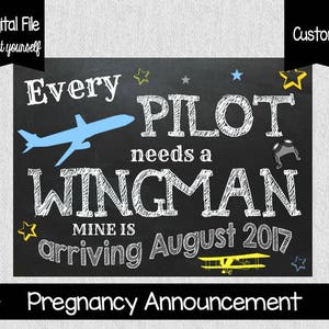 Todo piloto necesita un Wingman Anuncio de embarazo - Vuela - Anuncio de embarazo - Lindo cartel de embarazo - Gran hermano - Copiloto - Wingman