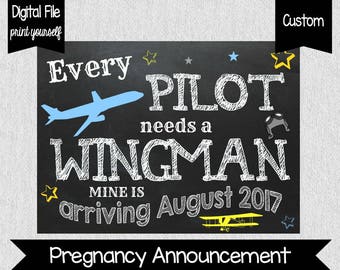 Every Pilot Needs a Wingman Pregnancy Announcement - Fly - Pregnancy Announcement - Cute Pregnancy Sign - Big Brother - Co-Pilot - Wingman