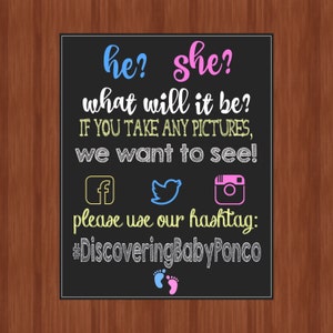 Gender Reveal Party Hashtag Sign Hashtag Sign Gender Reveal Party Share Your Photos Social Media Digital File You Print image 5