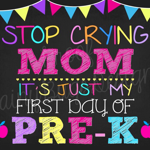 First Day of Prek Chalkboard Printable Back to School Sign - Etsy