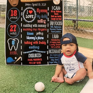 Half Way to One Chalkboard Sign - Print Yourself - Baseball Half Birthday Sign - Custom Half Birthday Sign - 6 Month Old Boy - Baseball Sign