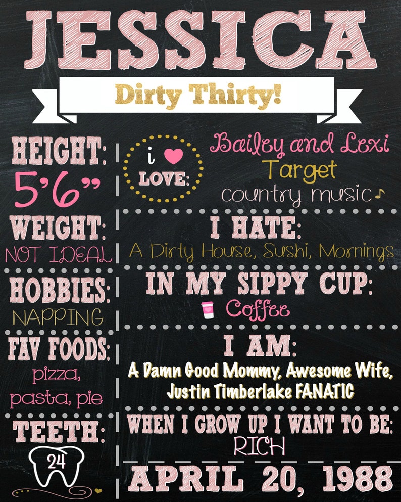 Dirty 30 Birthday Chalkboard - Adult Cake Smash Chalkboard - Rose Gold Chalkboard - Pink and Gold 30th Birthday - 30th Birthday Sign image 6