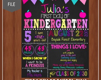 First Day of School Sign - First Day of Kindergarten - Any Grade - Girl's First Day of School Sign - First Day of School Chalkboard - School