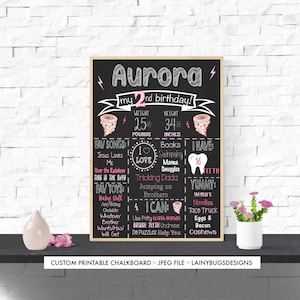 Pink Twonado Birthday Chalkboard - Print Yourself - TWOnado - Tornado Themed Birthday - Girl's 2nd Birthday - Custom Birthday Sign - Tornado