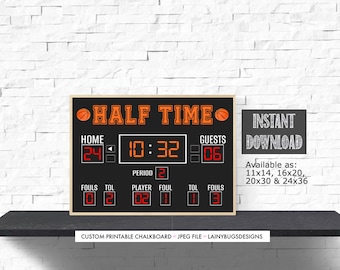 Basketball Scoreboard Printable - It's Halftime Photoshoot Props - Print Yourself Basketball Scoreboard - Half Birthday - Photohoot Props