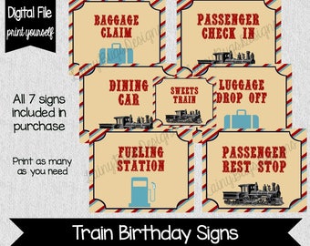 Train Birthday Party Decor - Train Party Decor - Train First Birthday - Train 2nd Birthday - Vintage Train Party - Baggage Claim Sign - Choo