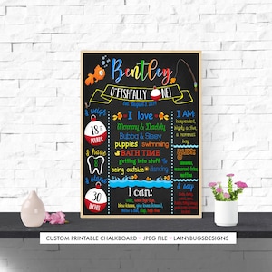 O-Fish-Ally One Birthday Chalkboard - Printable First Birthday Chalkboard - Fishing First Birthday Chalkboard - Boys First Birthday Signs