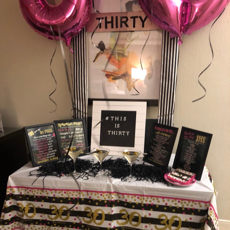 1991 Adult Birthday Decor Dirty Thirty Chalkboard The Year You Were Born 30th Birthday Poster 1991 30th Birthday Fun Facts
