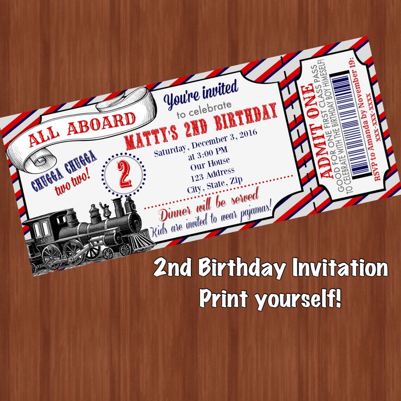 Chugga Chugga Two Two Birthday Invitation Two Second Birthday Train Invite Train Birthday Digital 2nd Birthday Trains image 4
