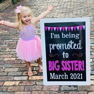 Big Sister Announcement - I&#39;m Being Promoted to Big Sister Sign - Digital - Pregnancy Announcement - Big Sister Announcement - Sister