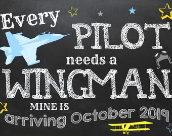 Every Pilot Needs a Wingman Pregnancy Announcement  - Pregnancy Announcement - Wingman - Big Brother - Co-Pilot - Wingman - Fighter Jet