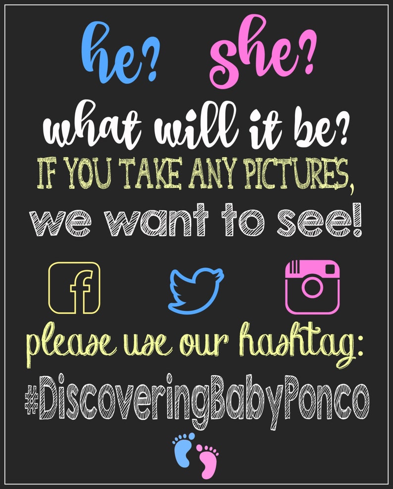 Gender Reveal Party Hashtag Sign Hashtag Sign Gender Reveal Party Share Your Photos Social Media Digital File You Print image 2