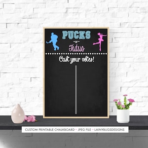 Gender Reveal Voting Chart - Pucks or Tutu&#39;s - Hockey or Skating Gender Reveal - Blue or Pink - Voting Chart - Gender Reveal Decorations