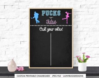 Gender Reveal Voting Chart - Pucks or Tutu's - Hockey or Skating Gender Reveal - Blue or Pink - Voting Chart - Gender Reveal Decorations