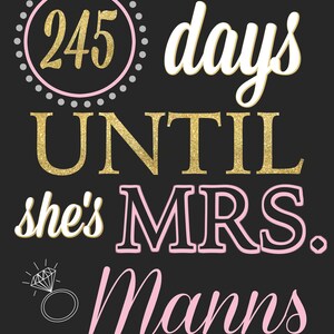 Pink and Gold Wedding Countdown Sign Bridal Shower Sign image 2