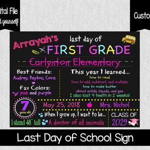 Pizarra digital para el último día de clases de las niñas - Señal de fin de año - Señal de último día de primer grado - Cualquier grado - Último día - Segundo grado
