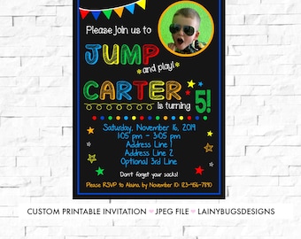 Boy's Bounce House Birthday Invitation - 5th Birthday Invitation - Any Age - Printable Birthday Invite - Jump and Play - Custom Invitation