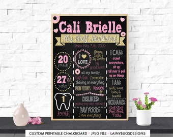 Donut Themed Half Birthday Chalkboard Sign - Print Yourself - 6 Month Birthday Sign - Donut Grow Up Chalkboard - Girls Half Birthday Photos