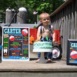 O-Fish-Ally One Birthday Chalkboard, Fishing Themed 1st Birthday Milestone Sign, Fishing Birthday Chalkboard - Ofishally One Party Decor