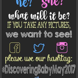 Gender Reveal Party Hashtag Sign Hashtag Sign Gender Reveal Party Share Your Photos Social Media Digital File You Print image 4