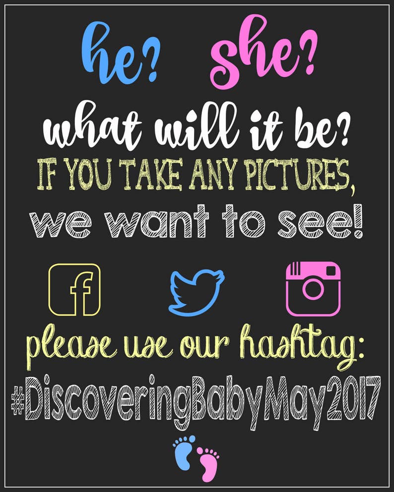 Gender Reveal Party Hashtag Sign Hashtag Sign Gender Reveal Party Share Your Photos Social Media Digital File You Print image 4