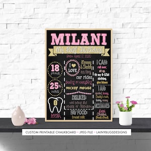 Half Birthday Chalkboard - 6 Month Chalkboard - Digital - Girls Half Birthday - Half Birthday Sign - Pink and Gold  - Baby 6 Month Sign