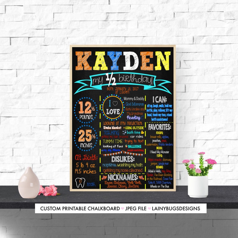 Under The Sea Half Birthday Chalkboard DIGITAL Underwater Birthday Sign Fish Chalkboard Baby's 6 Month Sign Milestones image 1