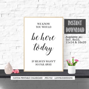 We Know You Would Be Here Today Sign - If Heaven Wasn&#39;t So Far Away - In Loving Memory Sign - Wedding Memory Signs - Wedding Decor - Wedding