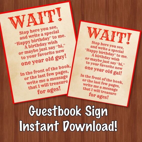 Vintage Themed Guest Book Sign First Birthday Guest Book Etsy