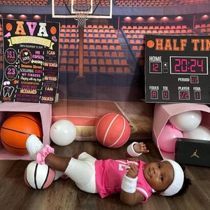 Basketball Half Birthday Chalkboard Sign - Print Yourself - Basketball Theme - Halftime Birthday Sign - 6 Months Old - Basketball Chalkboard