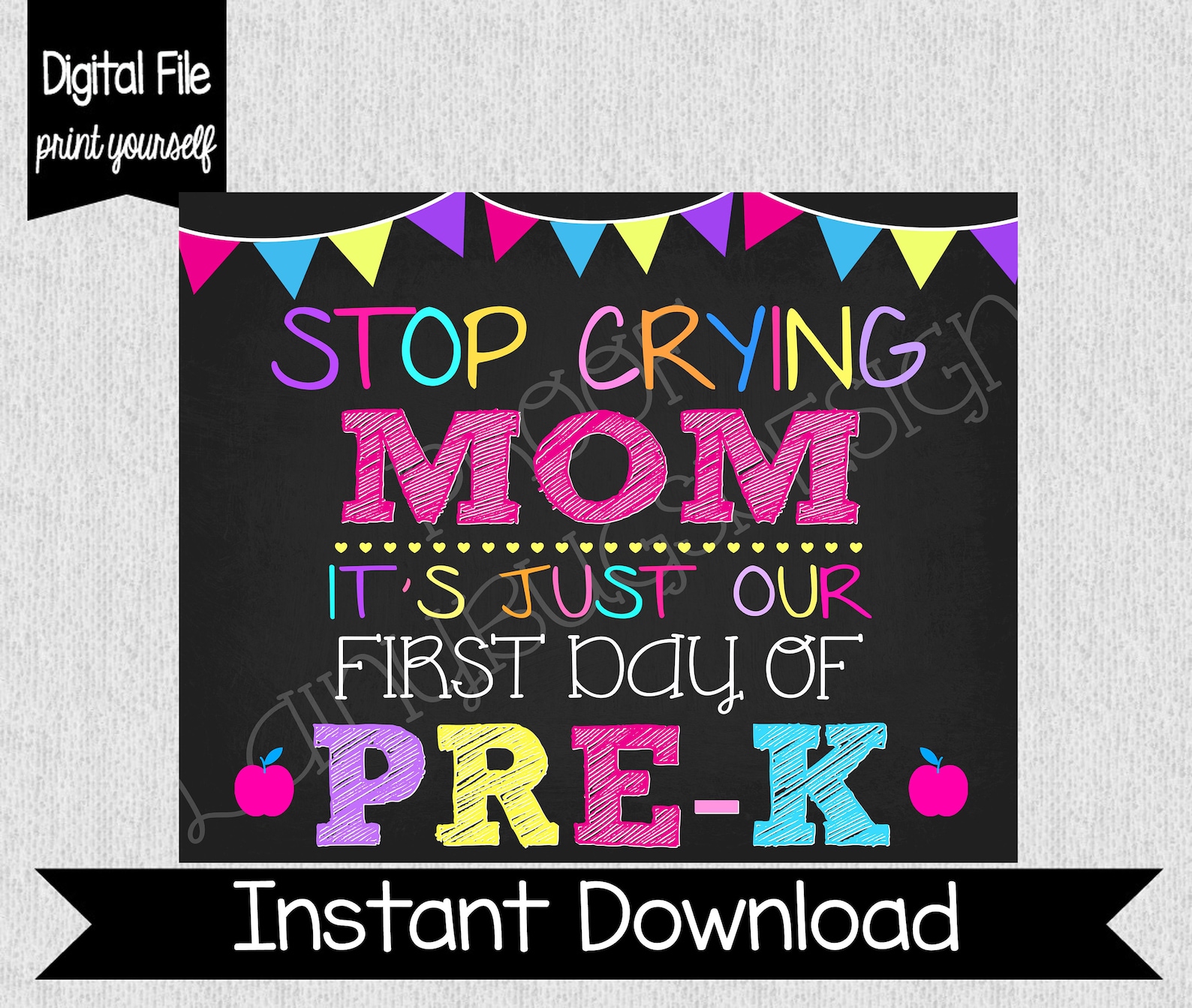 Our First Day of Prek Chalkboard Sign Stop Crying Mom Etsy