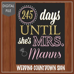 Pink and Gold Wedding Countdown Sign Bridal Shower Sign image 6