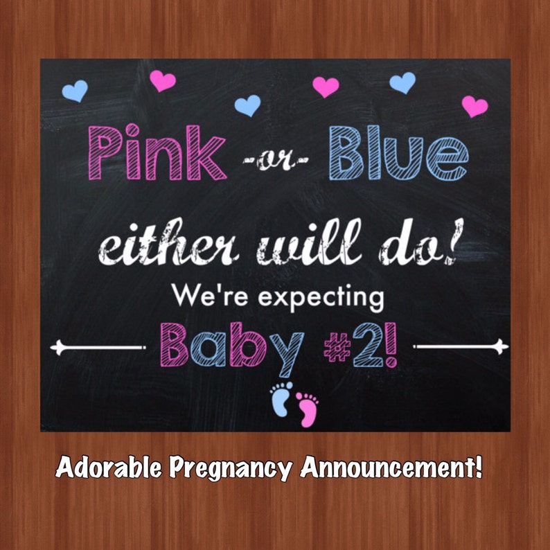 Pregnancy Announcement Sign Pink or Blue Baby 2 Second Baby Announce Second Baby Pregnancy Announcement Sign Digital File image 5