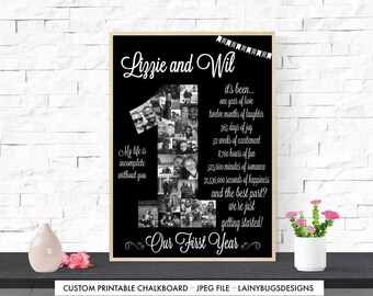 Black and White Anniversary Gift - Black and White Collage - Anniversary Gifts - One Year Anniversary - First Anniversary - Wedding