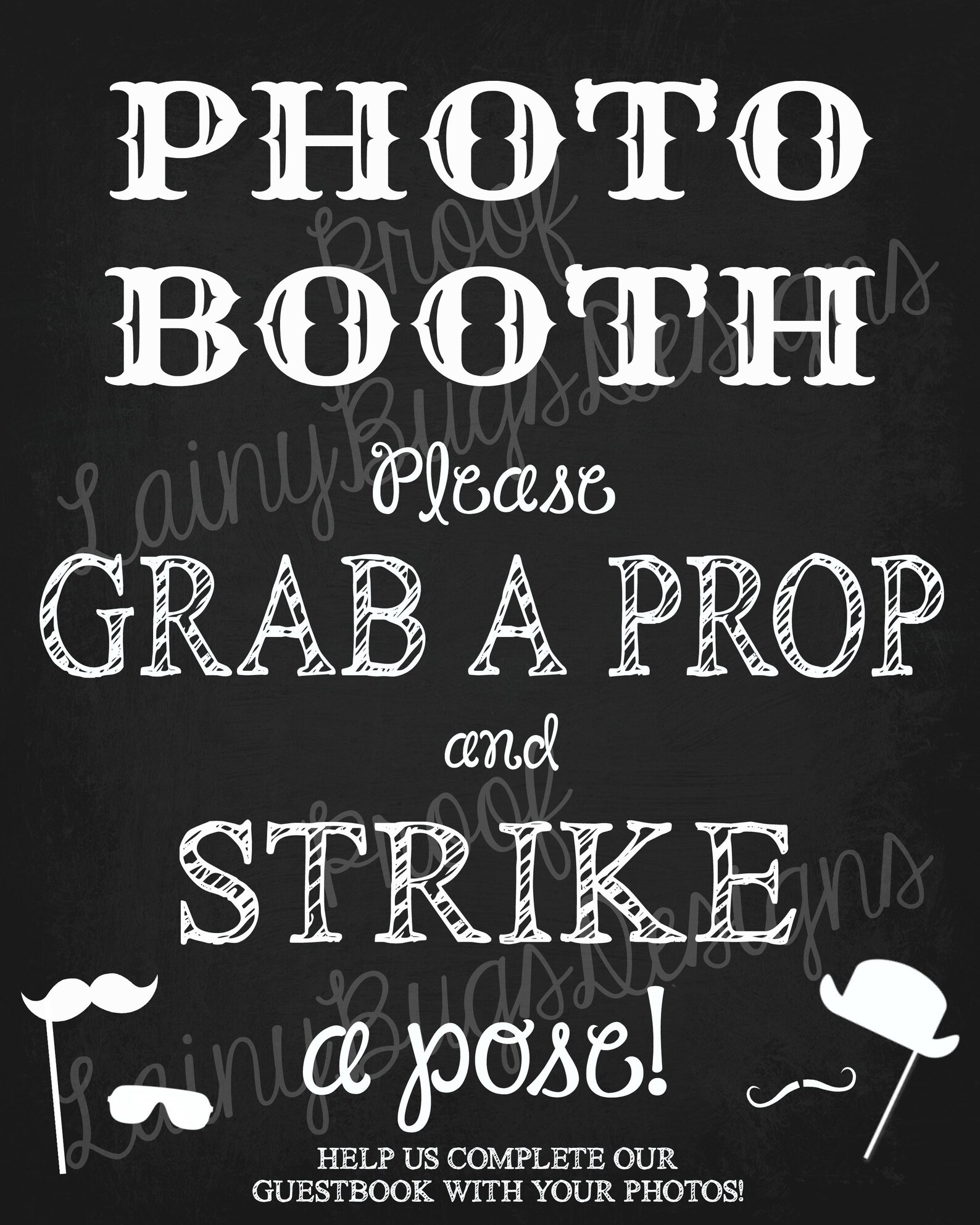 Photo Booth Chalkboard Sign Instant Download Photobooth | Etsy