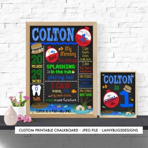 O-Fish-Ally One Chalkboard - Printable Boy's First Birthday Chalkboard - Fishing Birthday Chalkboard - Fishing Themed Birthday Party Sign