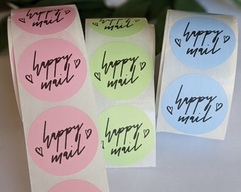 Happy Mail Packaging Stickers | Pack an Order with Me | Happy Mail | Packaging Stickers | Direct Thermal Printed Stickers
