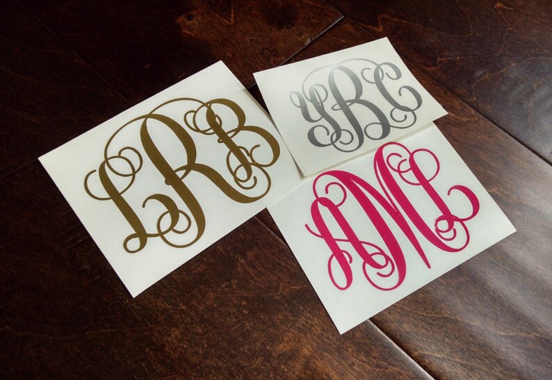 Monogram Vinyl Decal Custom Sizes Etsy